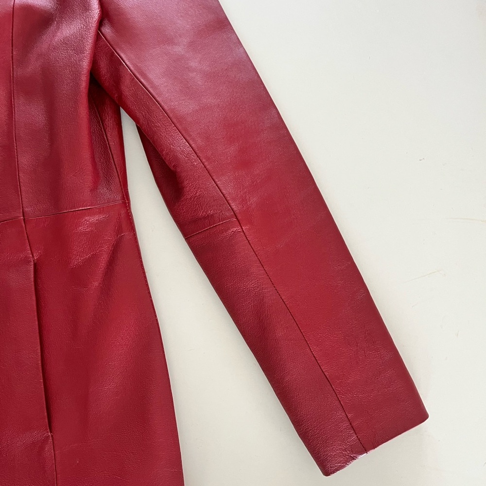 Clio vintage red leather three-button blazer 90’s - Picture 4 of 11